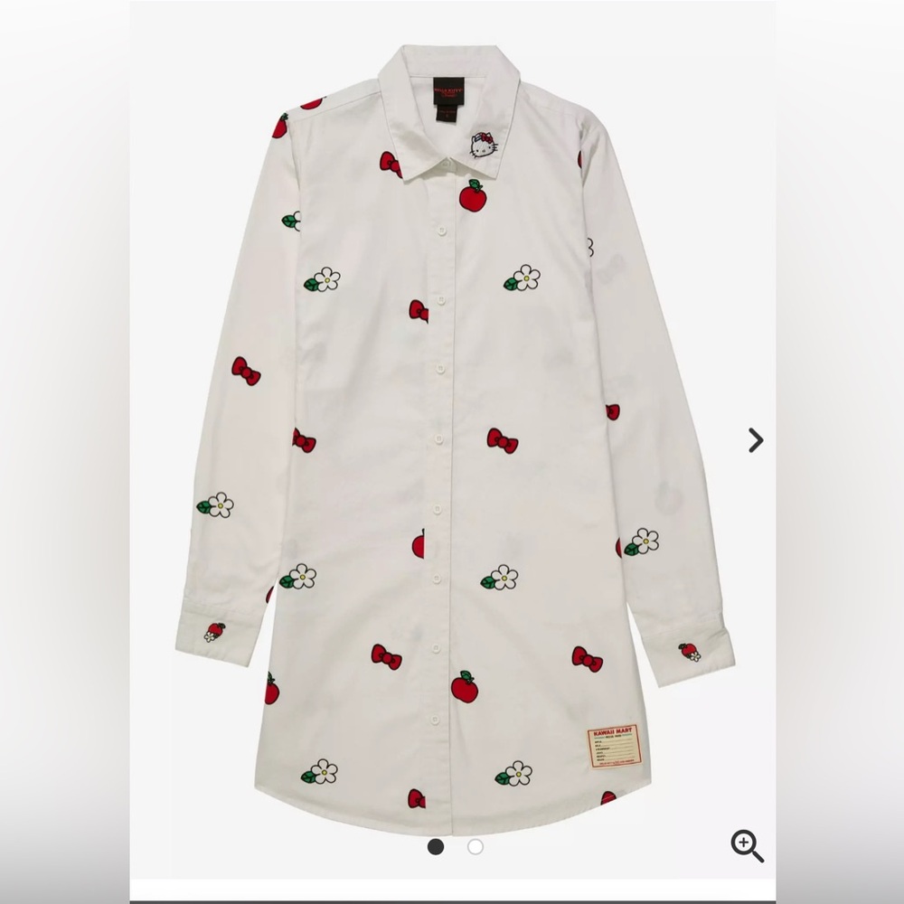 Sanrio Hello Kitty Icons Allover Print Button-Down Shirt Dress XS NWT